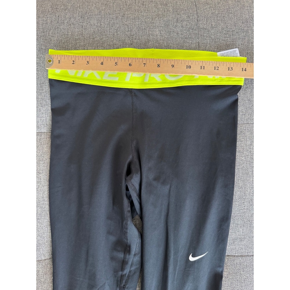 Nike Pro Womens Mid Rise Full Length Training Leggings Black Volt CZ9779-013 M - Picture 5 of 8